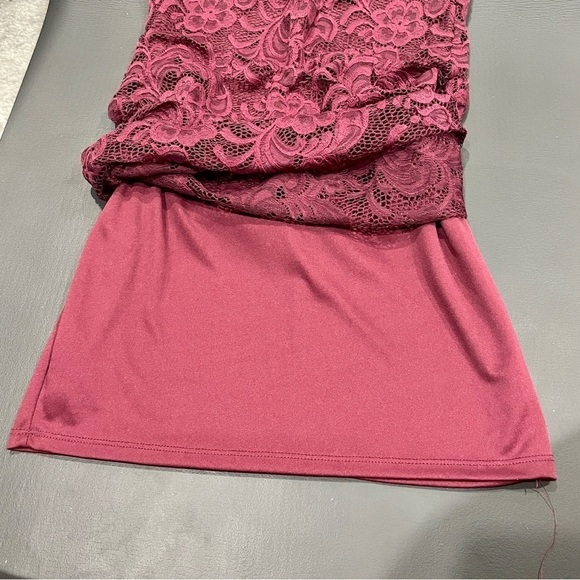 Ambiance Dark Red Lace Dress - Picture 5 of 8